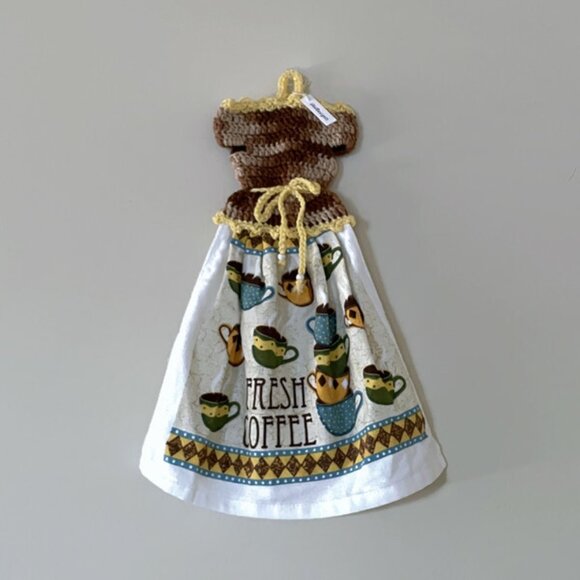 Crochet dress shape dish towel set, Handmade houswarming gift - Picture 3 of 13